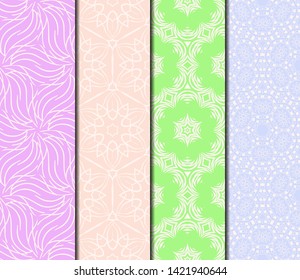 Set of Modern Stylish Geometry Seamless Pattern Art Deco Background. Luxury Texture For Wallpaper, Invitation. Vector Illustration. 