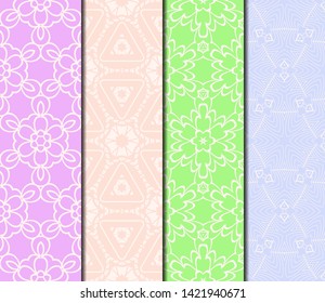 Set of Modern Stylish Geometry Seamless Pattern Art Deco Background. Luxury Texture For Wallpaper, Invitation. Vector Illustration. 