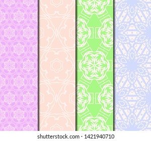 Set of Modern Stylish Geometry Seamless Pattern Art Deco Background. Luxury Texture For Wallpaper, Invitation. Vector Illustration. 