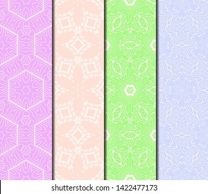 Set of Modern Stylish Geometry Seamless Pattern Art Deco Background. Luxury Texture For Wallpaper, Invitation. Vector Illustration. 