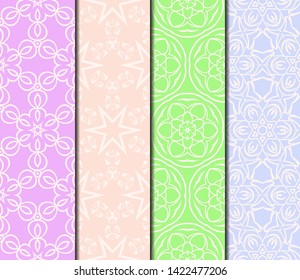 Set of Modern Stylish Geometry Seamless Pattern Art Deco Background. Luxury Texture For Wallpaper, Invitation. Vector Illustration. 
