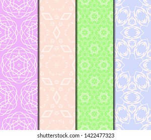 Set of Modern Stylish Geometry Seamless Pattern Art Deco Background. Luxury Texture For Wallpaper, Invitation. Vector Illustration. 