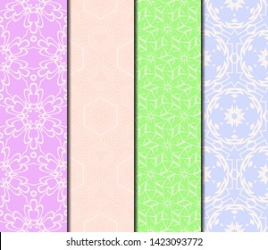 Set of Modern Stylish Geometry Seamless Pattern Art Deco Background. Luxury Texture For Wallpaper, Invitation. Vector Illustration. 