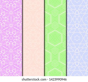 Set of Modern Stylish Geometry Seamless Pattern Art Deco Background. Luxury Texture For Wallpaper, Invitation. Vector Illustration. 