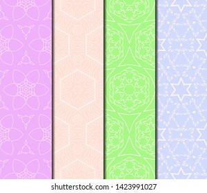 Set of Modern Stylish Geometry Seamless Pattern Art Deco Background. Luxury Texture For Wallpaper, Invitation. Vector Illustration. 