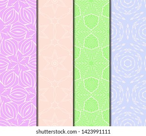 Set of Modern Stylish Geometry Seamless Pattern Art Deco Background. Luxury Texture For Wallpaper, Invitation. Vector Illustration. 