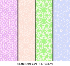 Set of Modern Stylish Geometry Seamless Pattern Art Deco Background. Luxury Texture For Wallpaper, Invitation. Vector Illustration. 