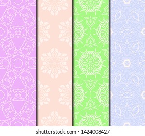 Set of Modern Stylish Geometry Seamless Pattern Art Deco Background. Luxury Texture For Wallpaper, Invitation. Vector Illustration. 