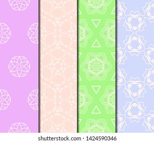 Set of Modern Stylish Geometry Seamless Pattern Art Deco Background. Luxury Texture For Wallpaper, Invitation. Vector Illustration. 