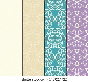 Set of Modern Stylish Geometry Seamless Pattern Art Deco Background. Luxury Texture For Wallpaper, Invitation. Vector Illustration. 