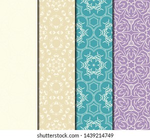 Set of Modern Stylish Geometry Seamless Pattern Art Deco Background. Luxury Texture For Wallpaper, Invitation. Vector Illustration. 