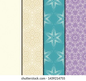 Set of Modern Stylish Geometry Seamless Pattern Art Deco Background. Luxury Texture For Wallpaper, Invitation. Vector Illustration. 