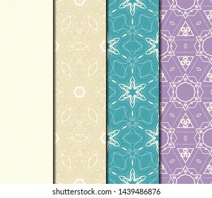 Set of Modern Stylish Geometry Seamless Pattern Art Deco Background. Luxury Texture For Wallpaper, Invitation. Vector Illustration. 