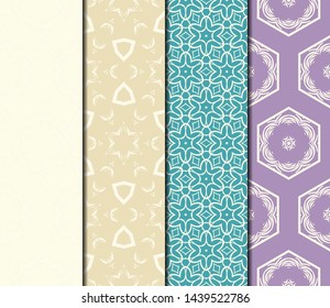 Set of Modern Stylish Geometry Seamless Pattern Art Deco Background. Luxury Texture For Wallpaper, Invitation. Vector Illustration. 