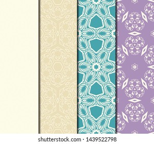 Set of Modern Stylish Geometry Seamless Pattern Art Deco Background. Luxury Texture For Wallpaper, Invitation. Vector Illustration. 