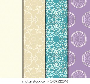 Set of Modern Stylish Geometry Seamless Pattern Art Deco Background. Luxury Texture For Wallpaper, Invitation. Vector Illustration. 