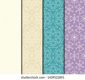 Set of Modern Stylish Geometry Seamless Pattern Art Deco Background. Luxury Texture For Wallpaper, Invitation. Vector Illustration. 