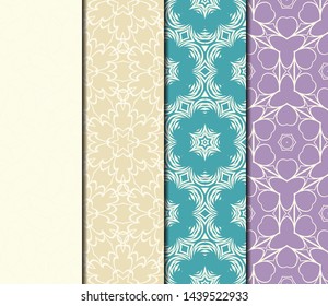 Set of Modern Stylish Geometry Seamless Pattern Art Deco Background. Luxury Texture For Wallpaper, Invitation. Vector Illustration. 