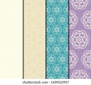 Set of Modern Stylish Geometry Seamless Pattern Art Deco Background. Luxury Texture For Wallpaper, Invitation. Vector Illustration. 