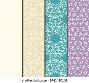 Set of Modern Stylish Geometry Seamless Pattern Art Deco Background. Luxury Texture For Wallpaper, Invitation. Vector Illustration. 