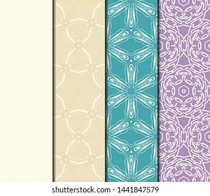 Set of Modern Stylish Geometry Seamless Pattern Art Deco Background. Luxury Texture For Wallpaper, Invitation. Vector Illustration. 