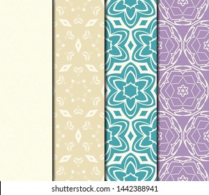 Set of Modern Stylish Geometry Seamless Pattern Art Deco Background. Luxury Texture For Wallpaper, Invitation. Vector Illustration. 