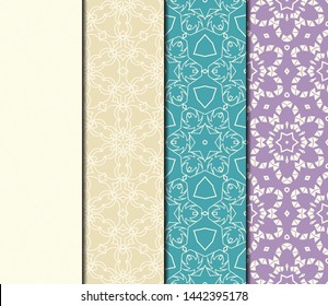 Set of Modern Stylish Geometry Seamless Pattern Art Deco Background. Luxury Texture For Wallpaper, Invitation. Vector Illustration. 