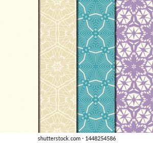 Set of Modern Stylish Geometry Seamless Pattern Art Deco Background. Luxury Texture For Wallpaper, Invitation. Vector Illustration. 