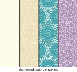 Set of Modern Stylish Geometry Seamless Pattern Art Deco Background. Luxury Texture For Wallpaper, Invitation. Vector Illustration. 