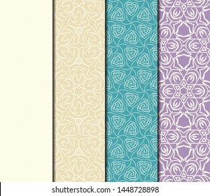 Set of Modern Stylish Geometry Seamless Pattern Art Deco Background. Luxury Texture For Wallpaper, Invitation. Vector Illustration. 