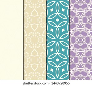 Set of Modern Stylish Geometry Seamless Pattern Art Deco Background. Luxury Texture For Wallpaper, Invitation. Vector Illustration. 
