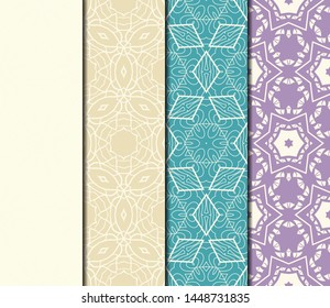 Set of Modern Stylish Geometry Seamless Pattern Art Deco Background. Luxury Texture For Wallpaper, Invitation. Vector Illustration. 