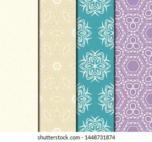 Set of Modern Stylish Geometry Seamless Pattern Art Deco Background. Luxury Texture For Wallpaper, Invitation. Vector Illustration. 
