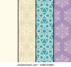 Set of Modern Stylish Geometry Seamless Pattern Art Deco Background. Luxury Texture For Wallpaper, Invitation. Vector Illustration. 