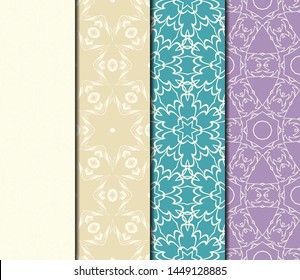 Set of Modern Stylish Geometry Seamless Pattern Art Deco Background. Luxury Texture For Wallpaper, Invitation. Vector Illustration. 