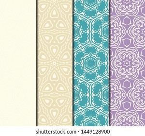 Set of Modern Stylish Geometry Seamless Pattern Art Deco Background. Luxury Texture For Wallpaper, Invitation. Vector Illustration. 