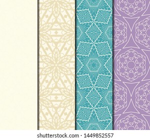 Set of Modern Stylish Geometry Seamless Pattern Art Deco Background. Luxury Texture For Wallpaper, Invitation. Vector Illustration. 