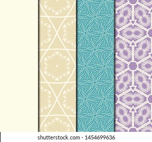 Set of Modern Stylish Geometry Seamless Pattern Art Deco Background. Luxury Texture For Wallpaper, Invitation. Vector Illustration. 