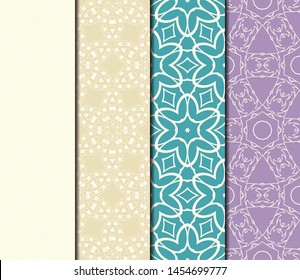 Set of Modern Stylish Geometry Seamless Pattern Art Deco Background. Luxury Texture For Wallpaper, Invitation. Vector Illustration. 