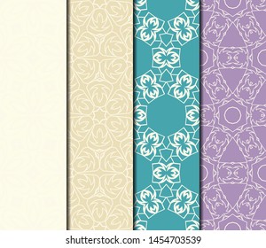 Set of Modern Stylish Geometry Seamless Pattern Art Deco Background. Luxury Texture For Wallpaper, Invitation. Vector Illustration. 