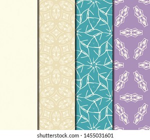 Set of Modern Stylish Geometry Seamless Pattern Art Deco Background. Luxury Texture For Wallpaper, Invitation. Vector Illustration. 