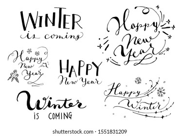 
A set of modern and stylish winter calligraphy.