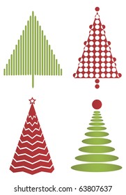 Set of modern stylized christmas trees