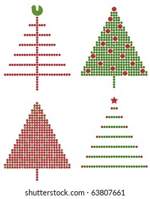 Set of modern stylized christmas trees made of balls