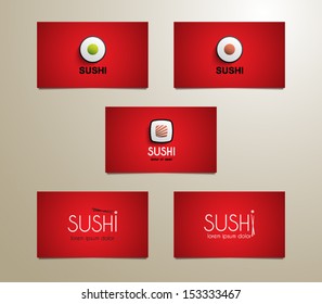 Set Of Modern Sushi Business Card Template For Websites Or Business Design