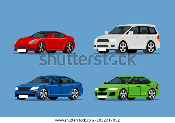 Set of modern &\
SUV car collection auto front-side view for people who love high\
speed. Newly-formulated vehicles in the concept of agility. Vector\
illustration design.