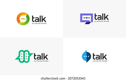 Set of Modern Talk Logo designs, Chat Message logo symbol concept, Modern Consulting agency logo template designs