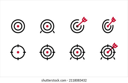 Establezca los iconos Modern Target en el fondo blanco. Ilustración vectorial.