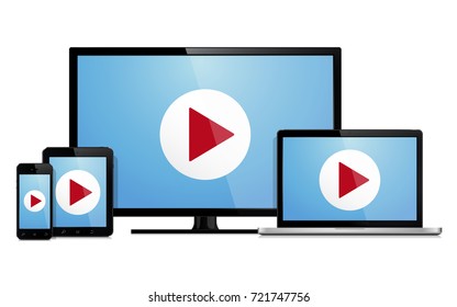 Set of modern technology devices template for responsive design presentation