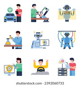 Conjunto de iconos planos de tecnología moderna
